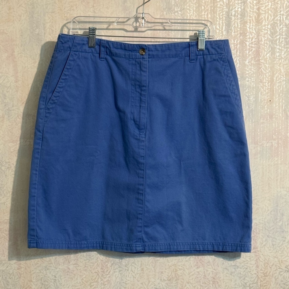 L.L.‎ Bean Women's Mini Skirt in Vibrant Blue, Side Pockets, 100% Cotton, Sz 14